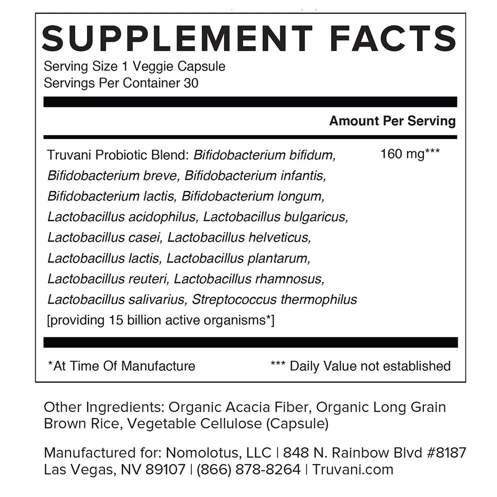 Truvani's Probiotic Capsules